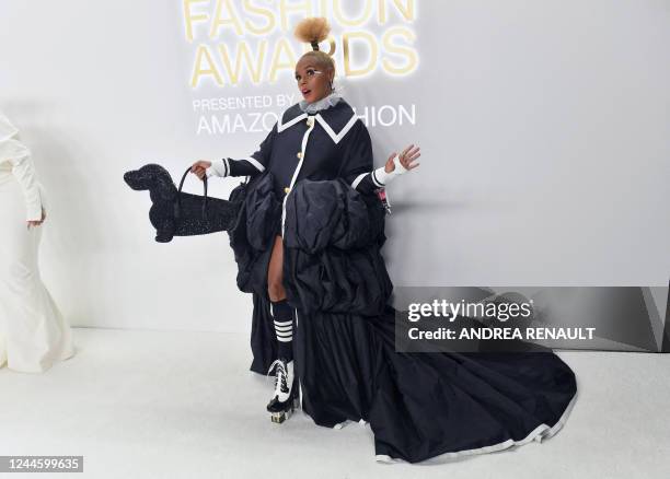 Singer-actress Janelle Monae arrives for the 2022 Council of Fashion Designers of America, Inc. Fashion Awards at Cipriani South Street in the...