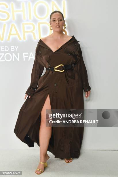 Model Ashley Graham arrives for the 2022 Council of Fashion Designers of America, Inc. Fashion Awards at Cipriani South Street in the Manhattan...