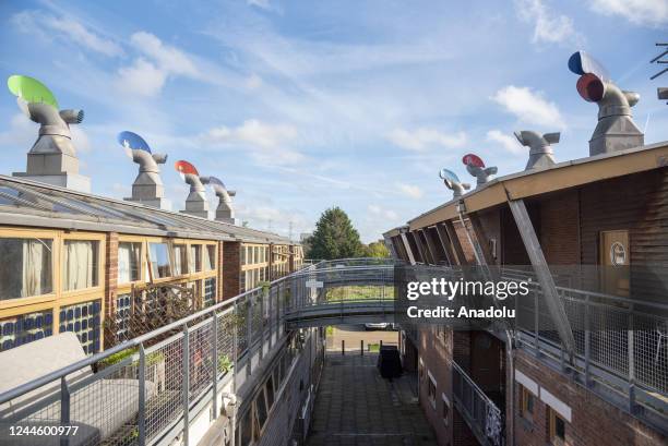 Sign for the BedZED, the UKâs first sustainable community in London, United Kingdom on October 31, 2022.