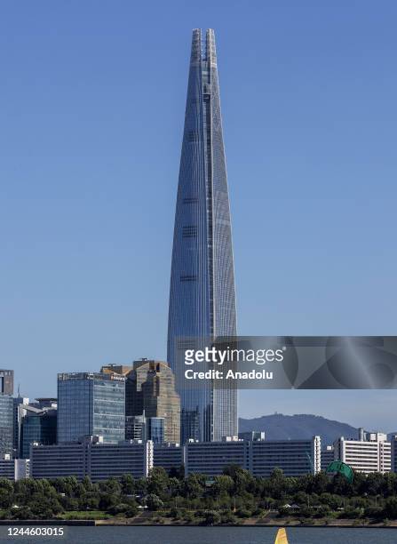 With 123 floors and 555 meters in height, Lotte World Tower is the worldâs 5th tallest building in Seoul, South Korea on August 19, 2022.