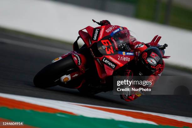 Francesco &quot;Pecco&quot; Bagnaia of Italy and Ducati Lenovo Team during the official test of the new MotoGP 2023 season at Ricardo Tormo Circuit...