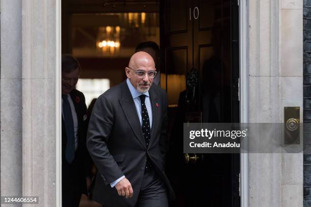 Minister without Portfolio and Conservative Party Chair Nadhim Zahawi leaves 10 Downing Street after attending the weekly cabinet meeting chaired by...