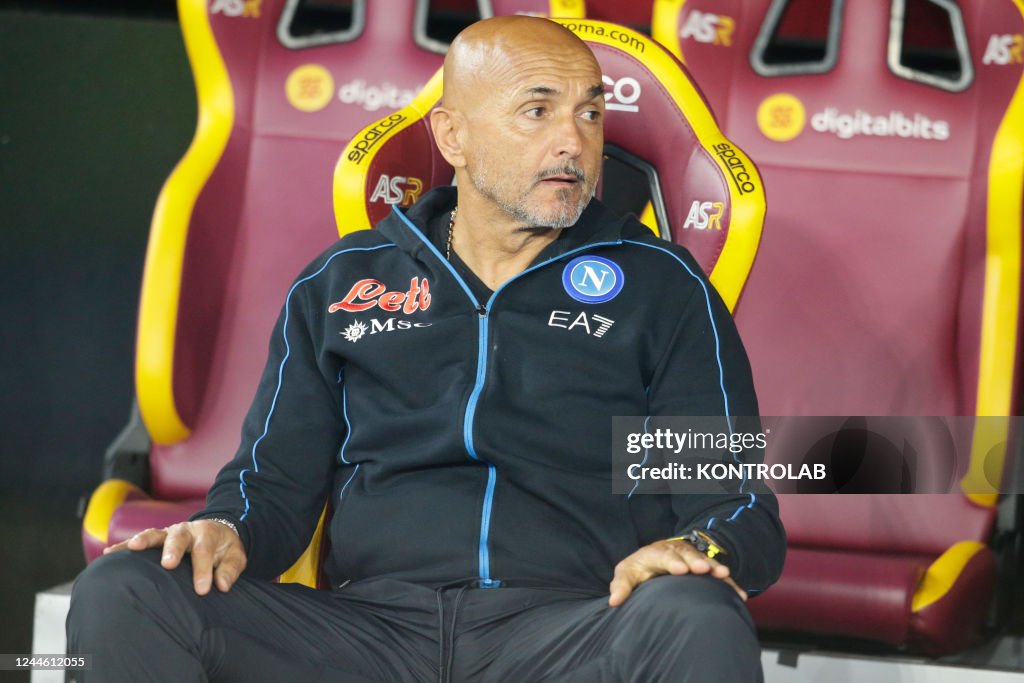 Napoli s Italian Coach Luciano Spalletti Sits On The Bench During The napoli-s-italian-coach-luciano-spalletti-sits-on-the-bench-during-the