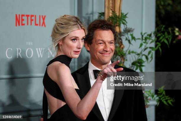 Elizabeth Debicki and Dominic West attend "The Crown" Season 5 World Premiere at Theatre Royal Drury Lane on November 8, 2022 in London, England.