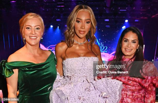 Sarah-Jane Mee, Munroe Bergdorf and Deborah Joseph attend the Glamour Women Of The Year Awards 2022 drinks reception at Outernet London on November...