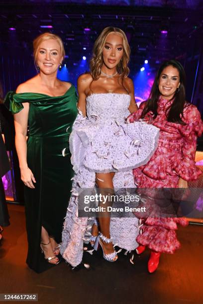 Sarah-Jane Mee, Munroe Bergdorf and Deborah Joseph attend the Glamour Women Of The Year Awards 2022 drinks reception at Outernet London on November...