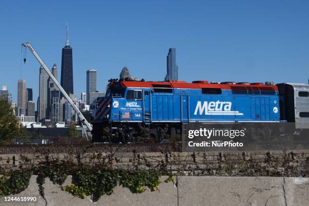 Metra train in Chicago, Illinois, United States, on October 19, 2022.