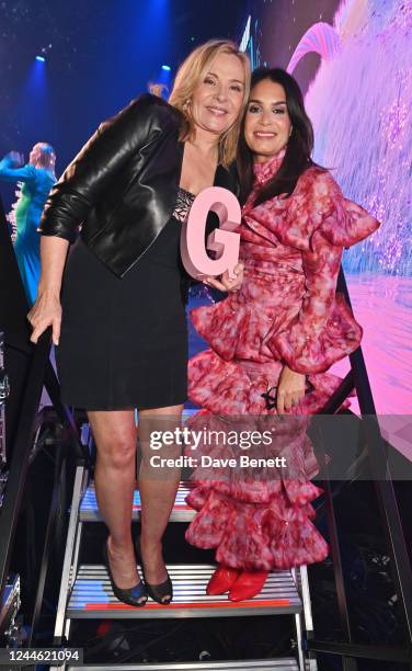 Kim Cattrall, winner of the Screen Icon award, and Editor-in-Chief of Glamour UK Deborah Joseph attend the Glamour Women Of The Year Awards 2022 at...