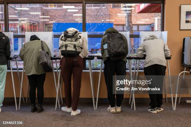 Voters cast their ballots at the Madison Senior Center on November 8, 2022 in Madison, Wisconsin. After months of candidates campaigning, Americans...