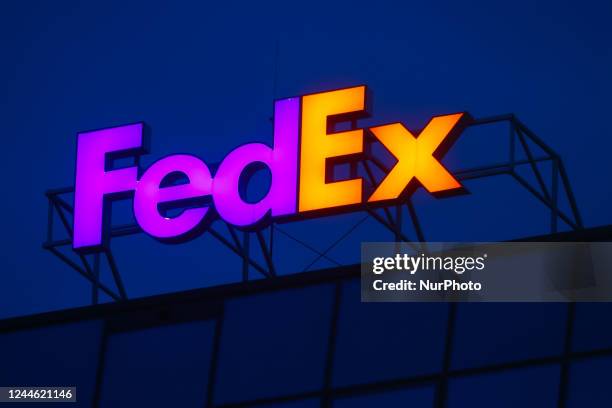 FedEx logo sign is seen on a buildung in Krakow, Poland on November 4, 2022.