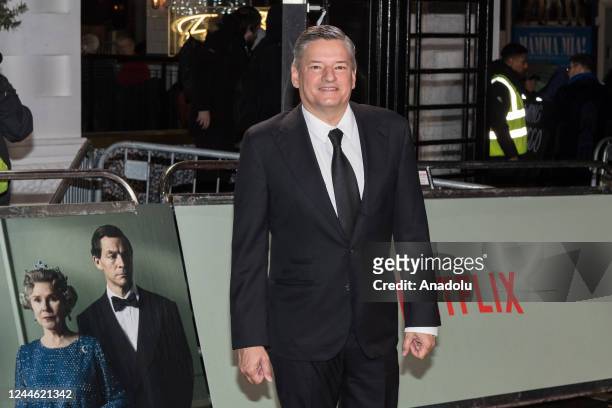 Netflix Executive Ted Sarandos arrives at the world premiere of 'The Crown' Season 5 at Theatre Royal in London, United Kingdom on November 08, 2022.