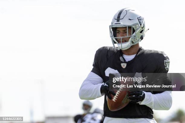 Raiders safety Johnathan Abram walks the field during the teamâs training camp practice at the Intermountain Healthcare Performance Center on...