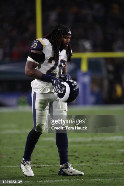 Los Angeles Rams inside linebacker Mark Barron during an NFL Wild Card Playoff game between the Atlanta Falcons and the Los Angeles Rams, Saturday,...