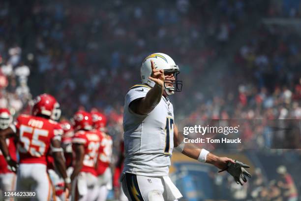 Los Angeles Chargers quarterback Philip Rivers during an NFL football game between the Los Angeles Chargers and Kansas City Chiefs on Sunday, Sept....