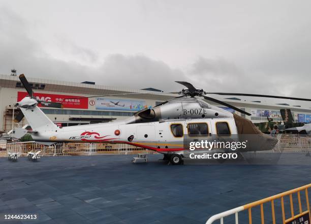 Photo taken on Nov 8, 2022 shows the China's 20 armed helicopter during the 14th Airshow China in Zhuhai, South China's Guangdong province.