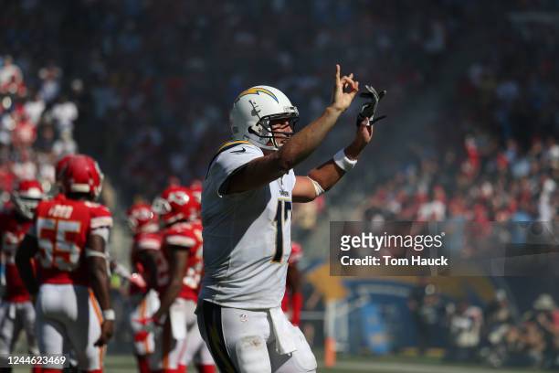 Los Angeles Chargers quarterback Philip Rivers during an NFL football game between the Los Angeles Chargers and Kansas City Chiefs on Sunday, Sept....