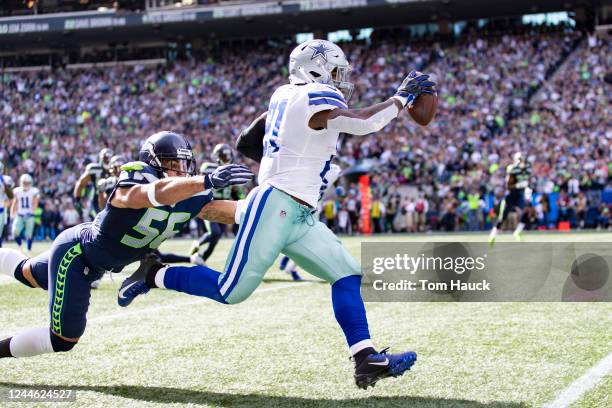 Seattle Seahawks linebacker Mychal Kendricks chases Dallas Cowboys running back Ezekiel Elliott during an NFL game between the Seattle Seahawks and...