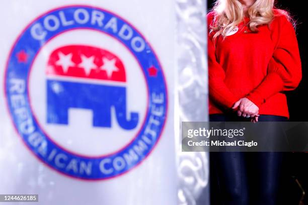 Family members of Republican candidate for Colorado Attorney General John Kellner listen as he delivers his concession speech at the Colorado...