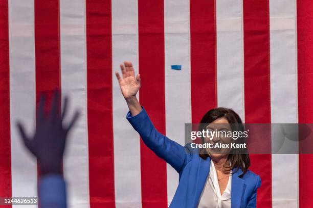 New York Gov. Kathy Hochul celebrates her win during an election night party during on November 8, 2022 in New York City. Gov. Kathy Hochul defeated...