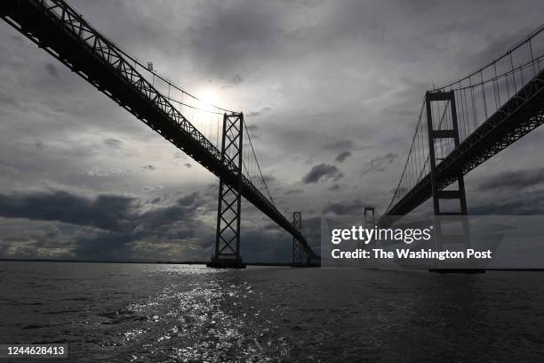 The Chesapeake Bay Bridge is seen on Sunday August 21, 2022 in Anne Arundel County, MD. People have used the bridge to commit suicide.