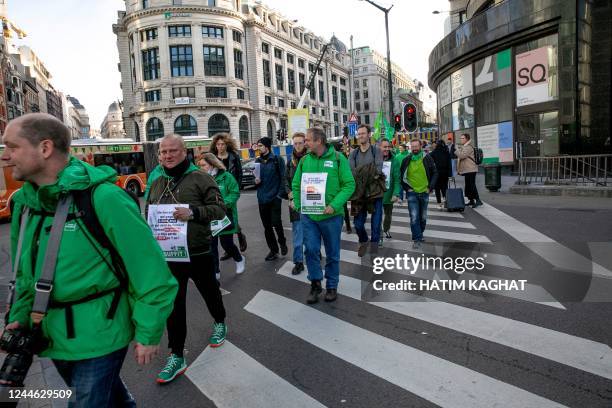 Union members pictured in the streets of Brussel, on a national day of action of all different trade unions, in Brussels, Wednesday 09 November 2022....