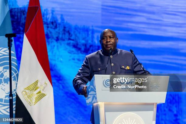 Evariste Ndayishimiye, President of Burundi delivers his national statement during the High-Level Segment for Heads of State and Government summit on...