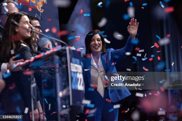 Governor Kathy Hochul celebrates successful election to the full term at Election Night Watch Party at Capitale in New York City, United States on...