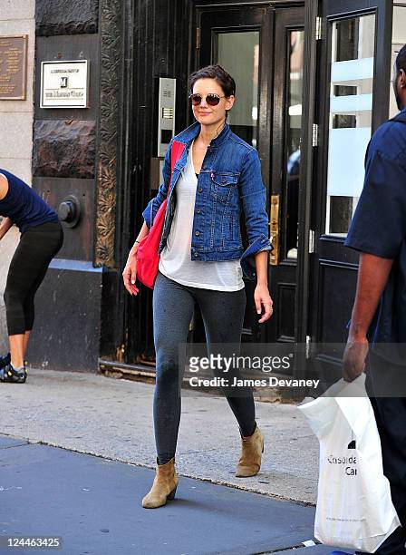 Katie Holmes seen leaving Soul Cycle on September 9, 2011 in New York City.