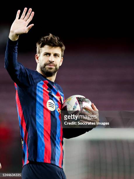 Gerard Pique of FC Barcelona during the La Liga Santander match between FC Barcelona v UD Almeria at the Spotify Camp Nou on November 5, 2022 in...