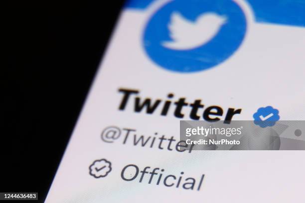 Twitter account on Twitter is seen displayed on a phone screen in this illustration photo taken in Krakow, Poland on November 9, 2022.