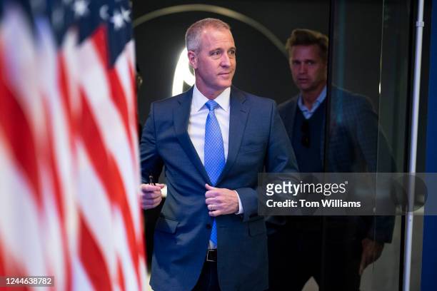 Democratic Congressional Campaign Committee Chair Rep. Sean Patrick Maloney, D-N.Y., arrives for a news conference in Navy Yard after losing his...
