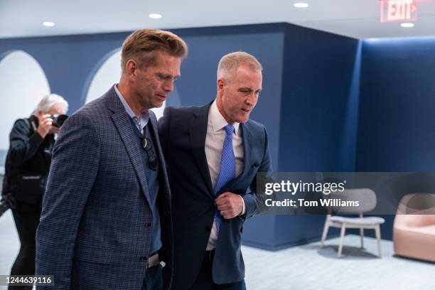 Democratic Congressional Campaign Committee Chair Rep. Sean Patrick Maloney, D-N.Y., right, and his husband Randy Florke, are seen after Maloney...