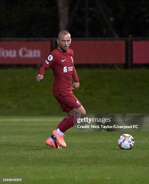 Jay Spearing of Liverpool in action during the PLIC game at AXA Training Centre on November 9, 2022 in Kirkby, England.