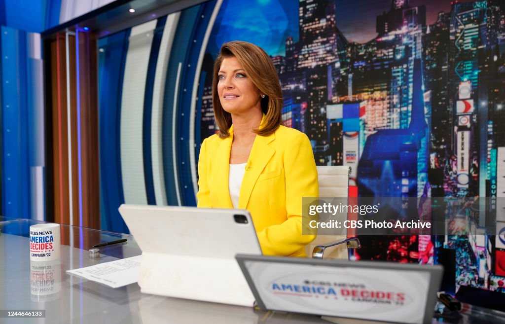 Norah O'Donnell from CBS News' 2022 Election Headquarters in Times Norah O'Donnell from CBS News' 2022 Election Headquarters in Times