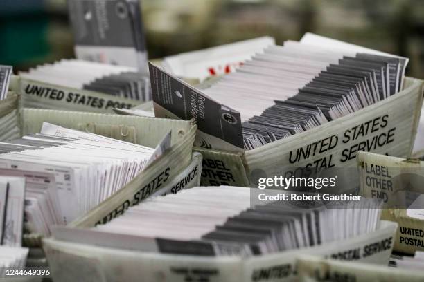 Industry, CA, Wednesday, November 9, 2022 - Ballots are received, sorted and verified at the LA County ballot processing facility.