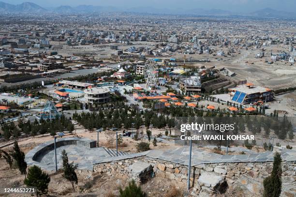 This photograph taken on November 9 shows a general view of the Habibullah Zazai Park on the outskirts of Kabul. - The Taliban have banned Afghan...