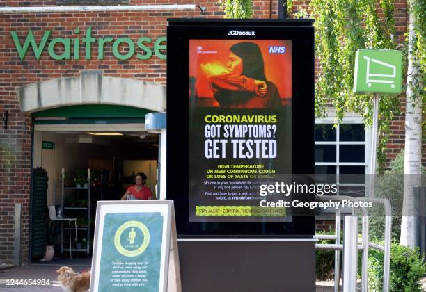 Electronic information government notice Coronavirus Got Symptoms Get Tested, UK.