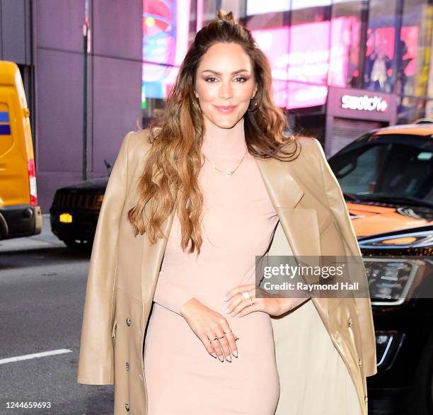 Actress/ Singer Katharine McPheeis seen outside "GMA" on November 10, 2022 in New York City.