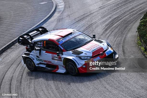 Sebastien Ogier of France and Vincent Landais of France are competing with their Toyota Gazoo Racing WRT Toyota GR Yaris Rally1 Hybrid during Day1 of...