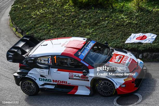 Sebastien Ogier of France and Vincent Landais of France are competing with their Toyota Gazoo Racing WRT Toyota GR Yaris Rally1 Hybrid during Day1 of...