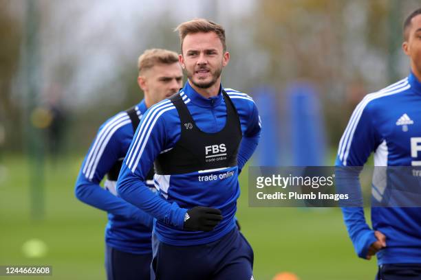 James Maddison of Leicester City during the Leicester City training session at Leicester City Training Ground, Seagrave on November 10, 2022 in...