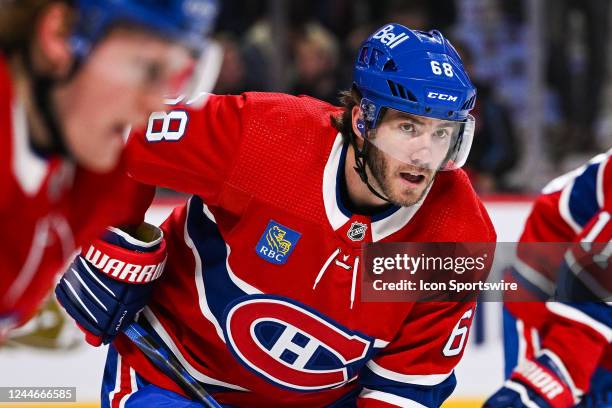 Montreal Canadiens left wing Mike Hoffman waits for a face-off during the Vancouver Canucks versus the Montreal Canadiens game on November 09 at Bell...