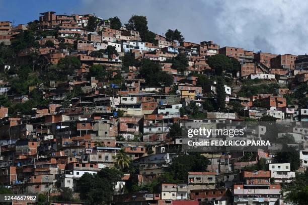 General view of the Antimano neighbourhood in Caracas taken on November 10, 2022. - The National Survey of Living Conditions 2021, coordinated by the...