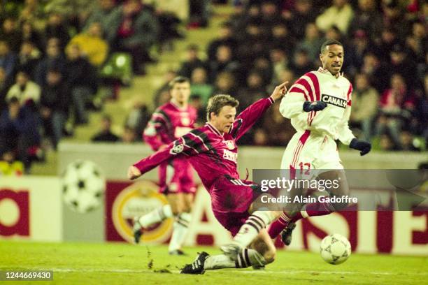 Christian WORNS of Bayer and Thierry HENRY of Monaco during UEFA Champions League match between Bayer Leverkusen and AS Monaco,...