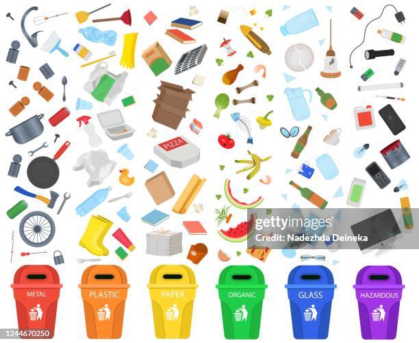garbage sorting - rubbish isolated stock illustrations