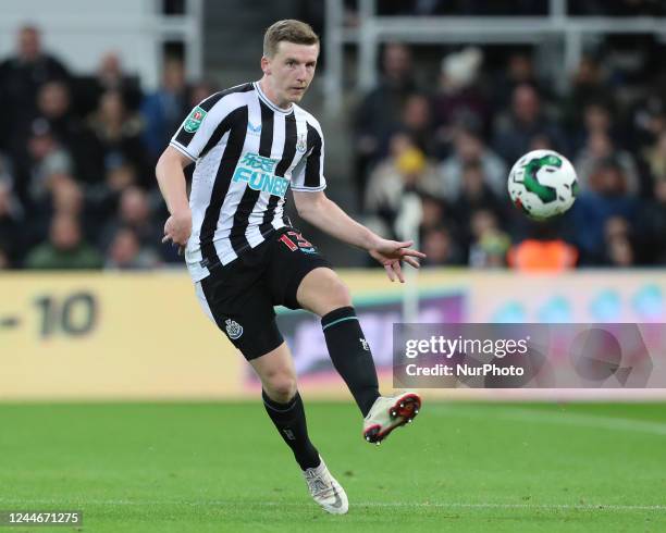 Matt Targett of Newcastle United during the Carabao Cup Third Round match between Newcastle United and Crystal Palace at St. James's Park, Newcastle...