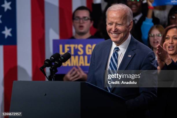 President Joe Biden speaks at a DNC rally on November 10th, 2022 in Washington, DC after the midterm elections.