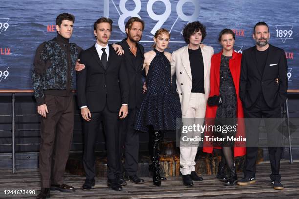 Miguel Bernardeau, Maciej Musia, Andreas Pietschmann, Emily Beecham, Aneurin Barnard, Jantje Friese and Baran bo Odar attend the Netflix "1899"...