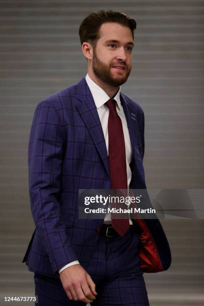 Goaltender Pavel Francouz of the Colorado Avalanche enters Ball Arena prior to the game against the Nashville Predators on November 10, 2022 in...