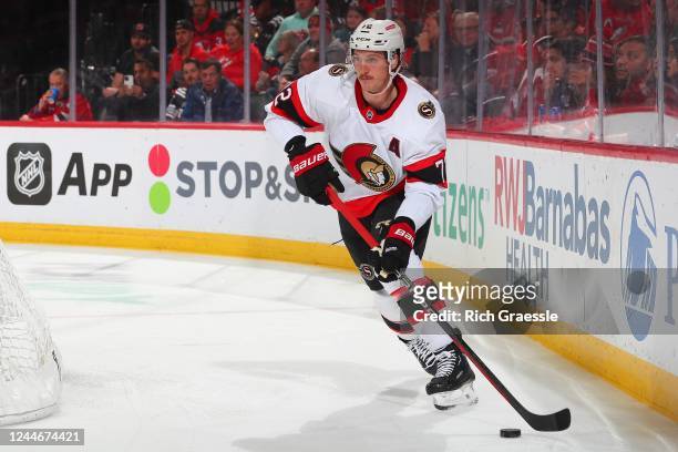 Thomas Chabot of the Ottawa Senators skates in the second period in the game against the New Jersey Devils on November 10, 2022 at the Prudential...